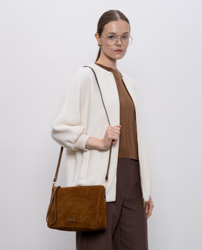 Gianni Chiarini Коричнева замшева сумка крос-боді Nora з логотипом BS10225CMPL