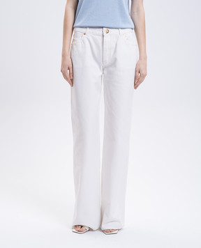 Balmain Білі джинси з патчем логотипа FF1MI050DF78
