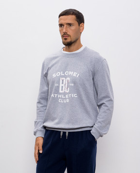 Brunello Cucinelli Сірий меланжевий світшот з принтом MW8633380G