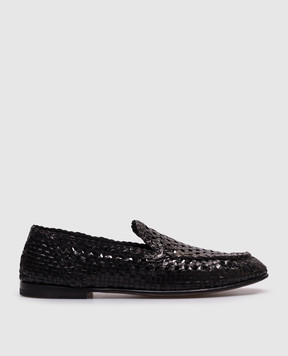 Dolce&Gabbana Черные кожаные лоферы с плетением A50481A6M71