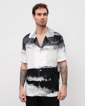 Balmain Сіра сорочка в принт Moon з логотипом EH0HN087VI27