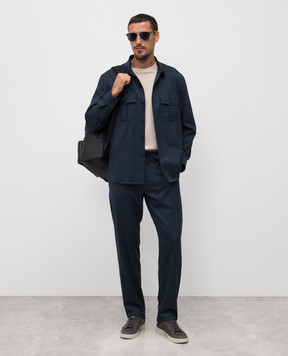 Canali Синя сорочка з вовни AS0499831019
