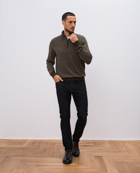 Loro Piana Зеленый джемпер из кашемира в полоску. FAG4525