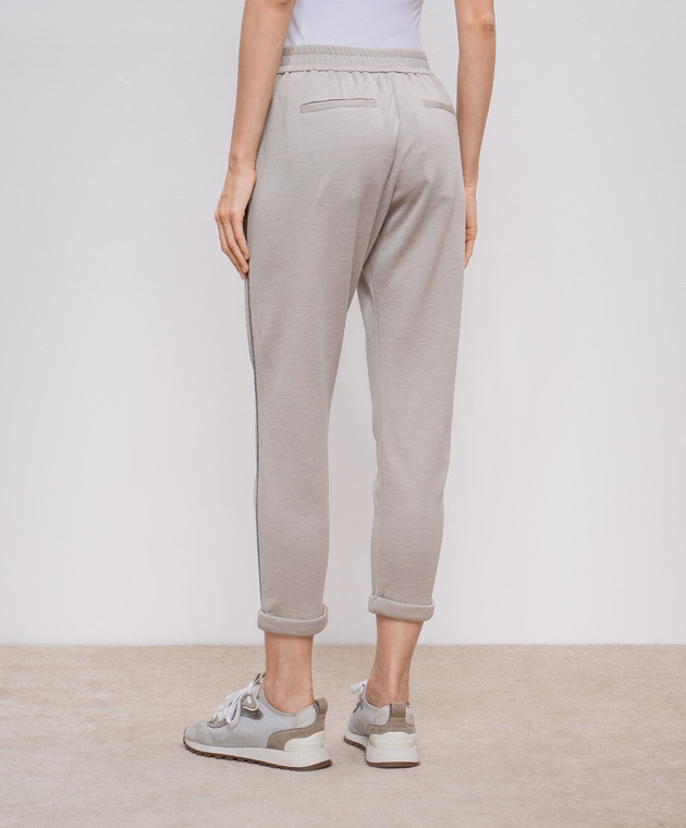 Brunello Cucinelli Бежевые джоггеры с шелком с цепочкой мониль MP828SM679 изображение 4