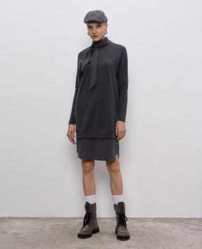 Brunello Cucinelli Серое меланжевое платье из шерсти M0R25A4187