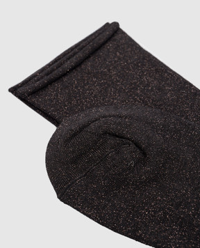 Brunello Cucinelli Черные носки с кашемиром и шелком с люрексом. M41945019