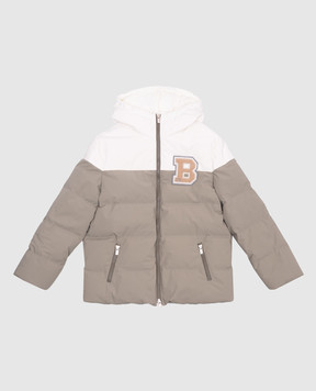 Brunello Cucinelli Дитячий зелений пуховик кольору хакі з логотипом BM491J330C