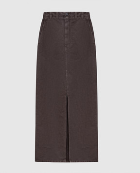Brunello Cucinelli Сіра джинсова спідниця Chino зі шкіряним патчем логотипа ML996G3822