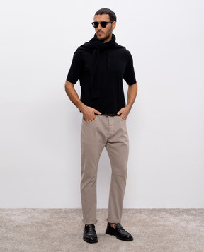 Brunello Cucinelli Чорне поло з шовком MSE804825