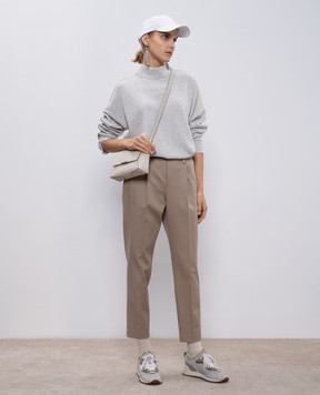 Brunello Cucinelli Брюки цвета хаки с цепочкой мониль MA126P8416