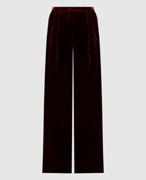 Brunello Cucinelli Коричневі оксамитові штани з шовком MA588P6807y