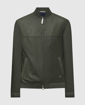 Stefano Ricci Зеленый кожаный бомбер с монограммой логотипа. M7J5100170NPVESR