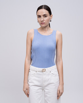 Twinset Блакитний топ в рубчик 251LL3FCC