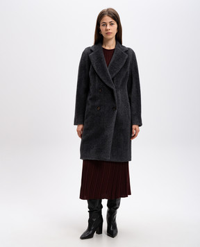 Max Mara Сіре двобортне пальто ROSETO з вовною альпаки ROSETO