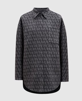 Valentino Серая двусторонняя куртка из шерсти и кашемира с узором Toile Iconographe 5B3CI1058MB