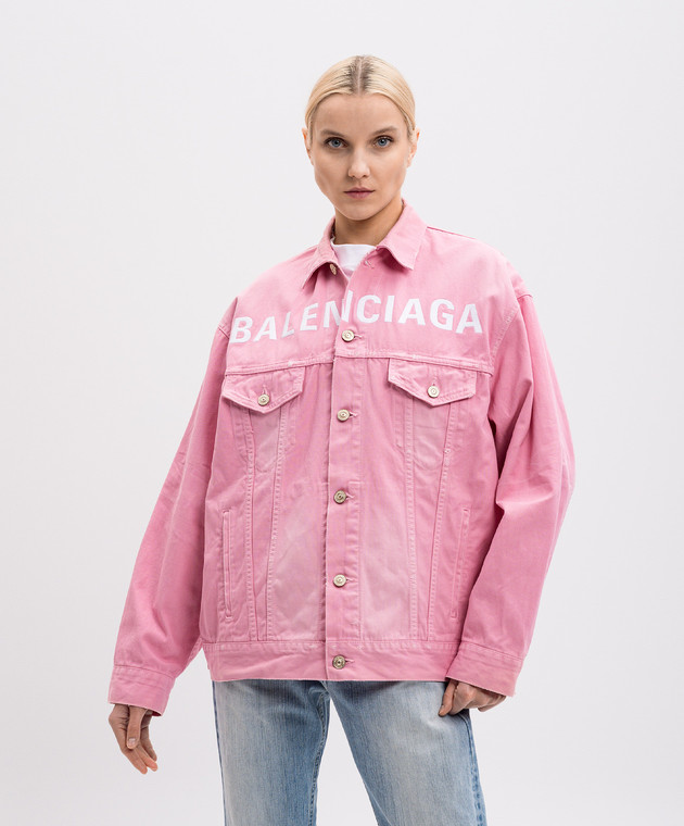 Balenciaga Рожева джинсова куртка з вишивкою логотипа 823408TRWA9 зображення 3