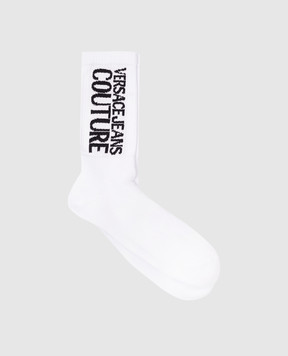 Versace Jeans Couture Білі шкарпетки з візерунком логотипа 76GA0J03ZG081
