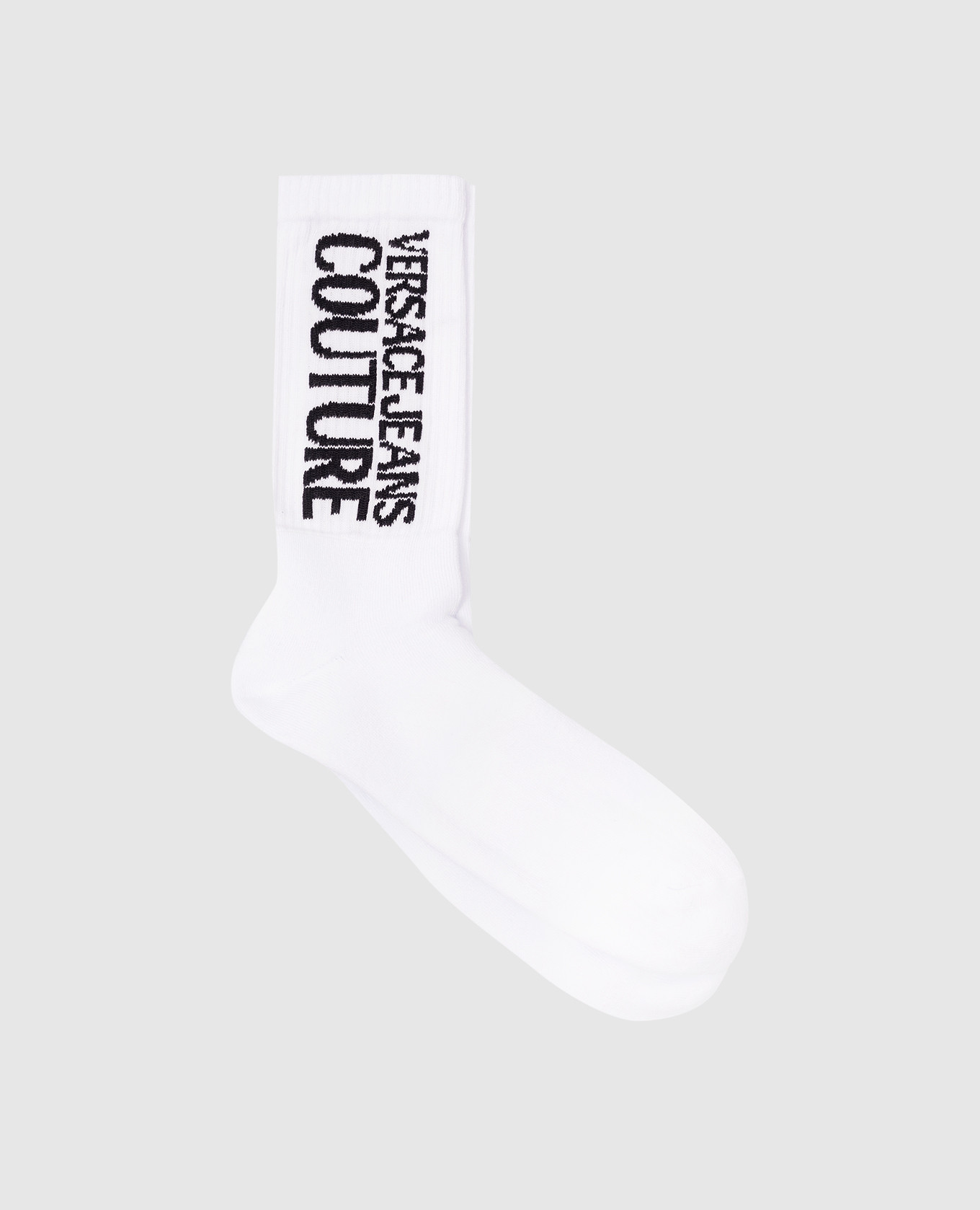 White socks with logo pattern