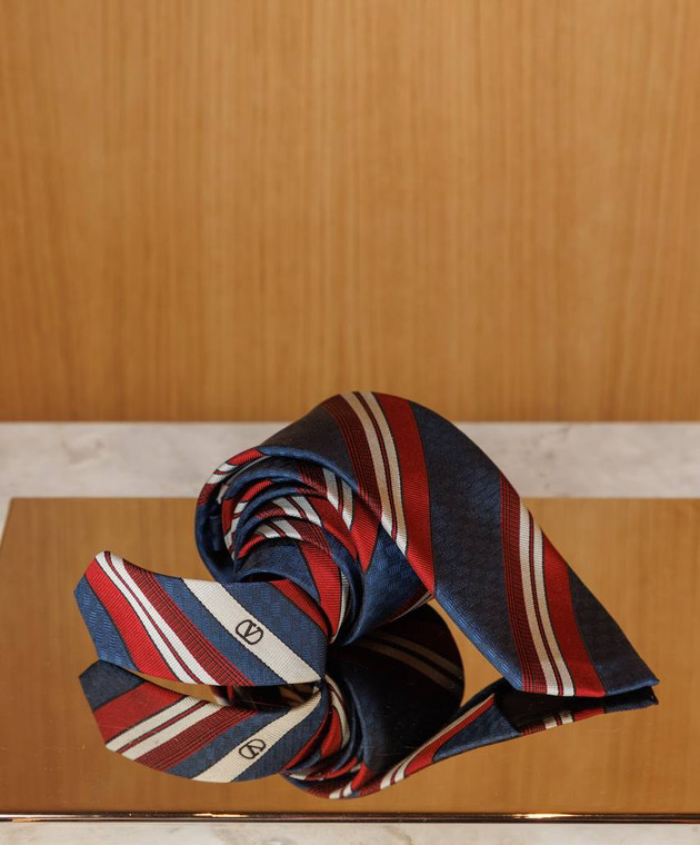 Valentino Синий галстук из шелка в полоску 6Y2EV194RYG изображение 4