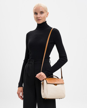 Gianni Chiarini Бежева комбінована сумка-сетчел Clio з логотипом BS11599SALPL