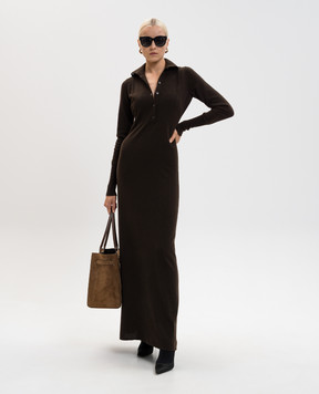 Tom Ford Коричнева сукня максі з кашеміру ACK657YAX925
