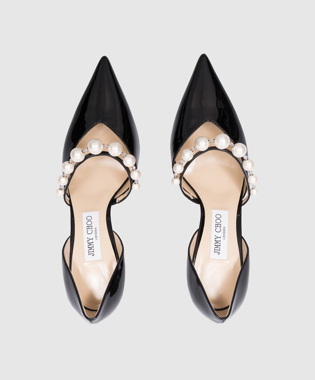 Jimmy Choo - Черные кожаные лакированные лодочки AURELIE 85 с