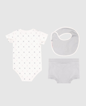 Moncler ENFANT Детский голубой набор с боди, трусики и слюнявка с логотипом логотип. K19518P0000489AT0