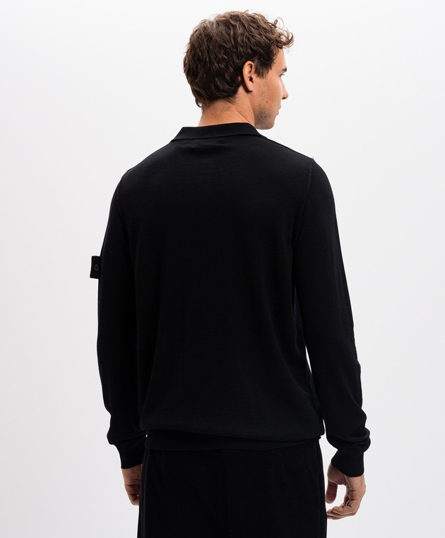 Stone Island Черное поло со съемным патчем логотипа 8115571FC изображение 4
