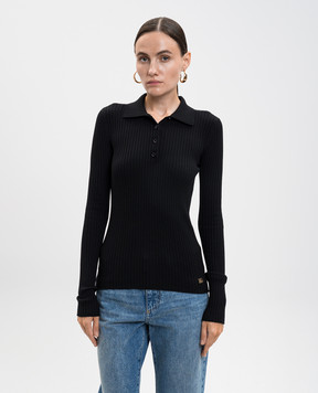 Dolce&Gabbana Черное поло с шерстью в рубчик FXZ39TJDVDC