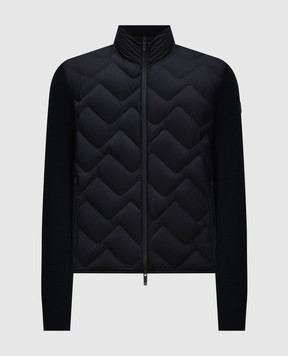 Moncler Черная комбинированная куртка с шерстью с нашивкой логотипа 9B00002M1259