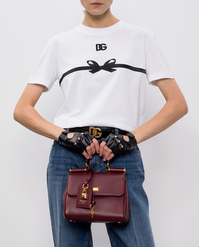 Dolce&Gabbana Бордова шкіряна сумка сетчел My Sicily BB7781B7321