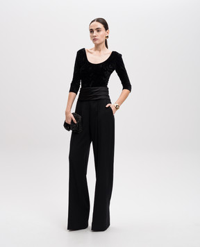 Balmain Чорні штани з вовни з високою посадкою EF1PO161ME54