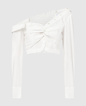 Rokh Белая укороченная блузка асимметричного кроя R24SF003