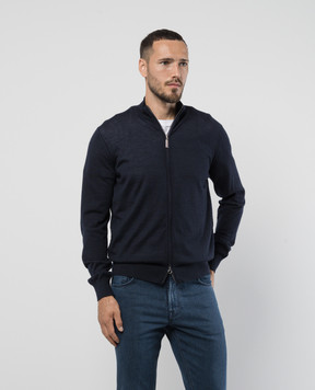 Stefano Ricci Синій кардиган з кашеміру і шовку K606125R30F24302