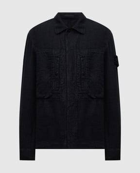 Stone Island Синяя рубашка из льна K1S151200010S00F8