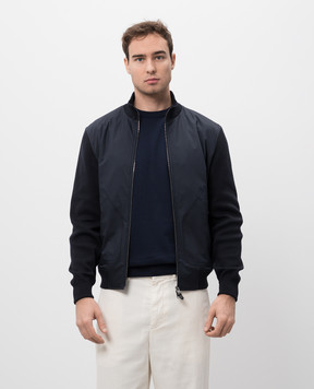 Canali Синяя куртка с брендовой нашивкой SG03220O40977