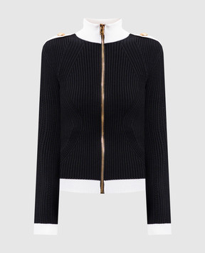 Balmain Чорний кардиган з контрастним окантуванням FF1KL036KI64