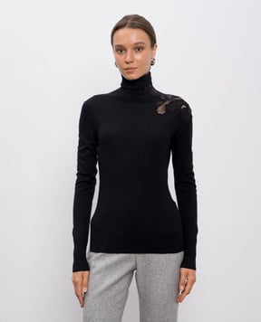 Ermanno Scervino Черный гольф из шерсти с аппликацией D475M323APATL