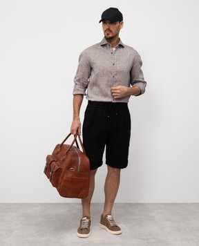 Brunello Cucinelli Черные шорты из льна M243DU0020