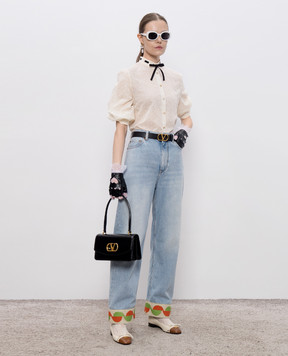 Valentino Бежевая блуза с вышивкой бродери 7B3AB7P39EU