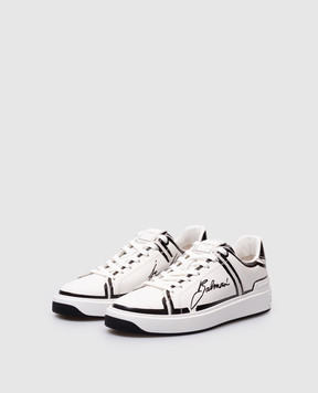 Balmain Белые кожаные кроссовки B-Court с логотипом. EM1VI288LCLP