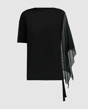Masnada Черная ассиметричная футболка 7690