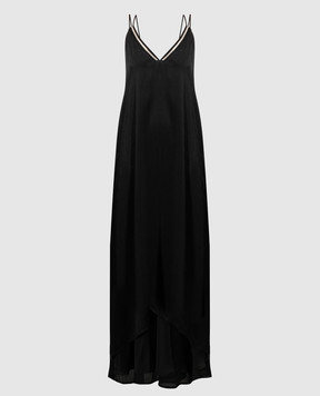 Peserico Чорна асиметрична сукня з ланцюжком моніль E0232201505