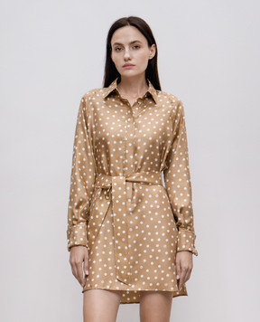 Max Mara Коричнева сукня-сорочка SHOCK із шовку в горох SHOCK