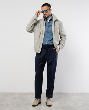 Brunello Cucinelli Синие брюки из шерсти ME226E1710