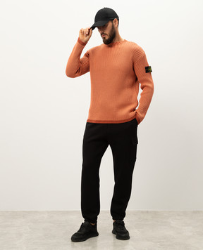 Stone Island Помаранчевий светр з вовни з логотипом 8115532C1