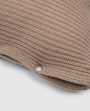 Brunello Cucinelli Коричневая подушка в рубчик из кашемира ML1205D02