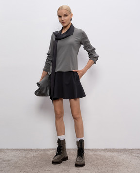 Brunello Cucinelli Сіра блуза з шовком з ланцюжком моніль M0T18B2102y