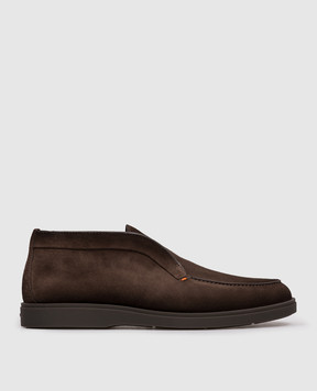Santoni Коричневые замшевые дезерты на меху с логотипом MGDT17823SMOAGEX