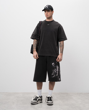 Off-White Серые шорты S. Matthew с принтом OMCI016C99FLE001
